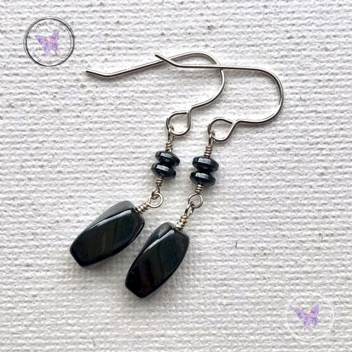 Hematite Twist Dangle Earrings